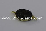 NGC5622 15*20mm oval plated druzy quartz connectors wholesale