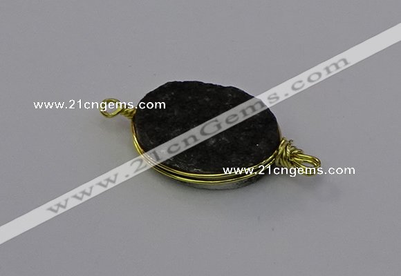 NGC5622 15*20mm oval plated druzy quartz connectors wholesale