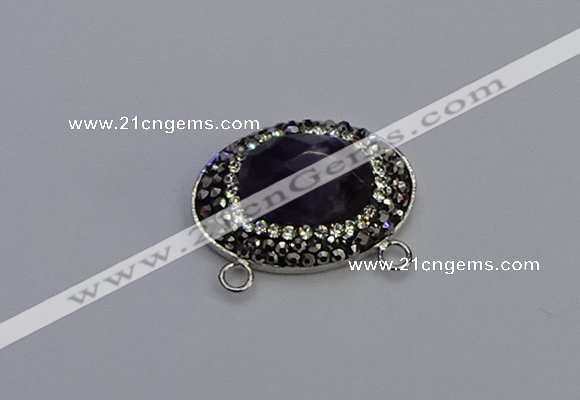 NGC5648 18*25mm faceted oval amethyst gemstone connectors