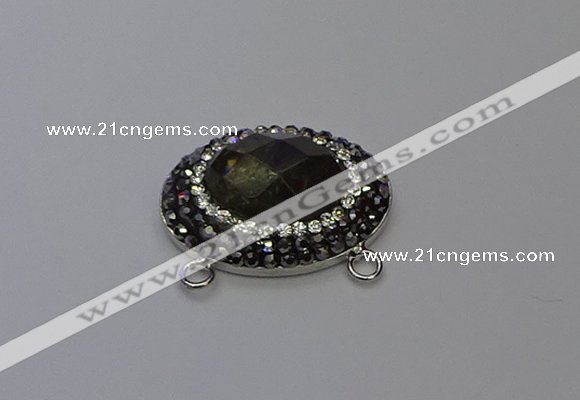 NGC5650 18*25mm faceted oval smoky quartz connectors