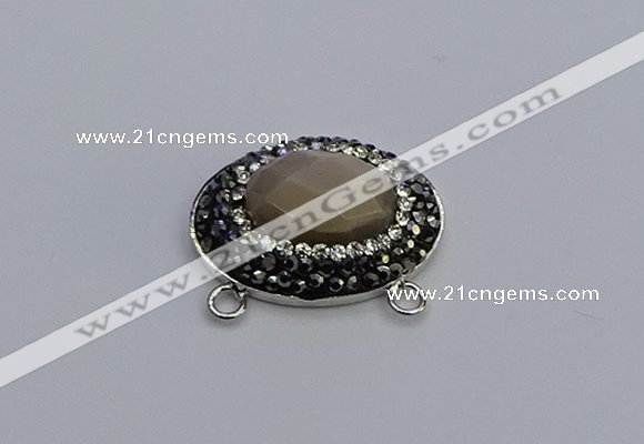 NGC5655 18*25mm faceted oval moonstone gemstone connectors