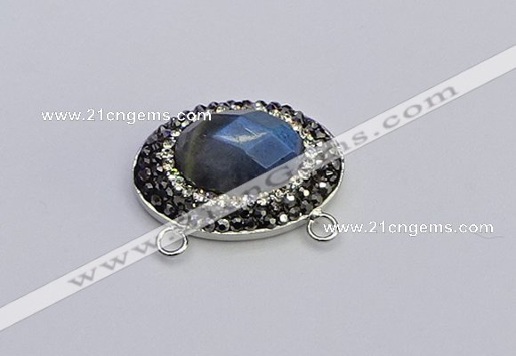 NGC5657 18*25mm faceted oval labradorite gemstone connectors