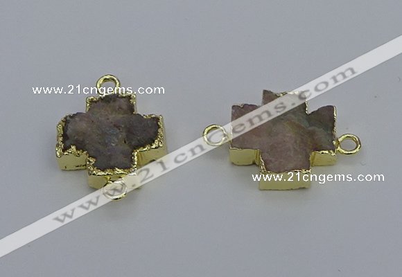 NGC5663 20*20mm - 22*22mm cross druzy agate connectors wholesale