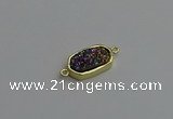 NGC5711 10*16mm freeform plated druzy quartz connectors