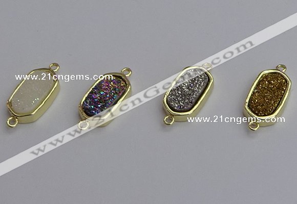 NGC5712 10*16mm freeform plated druzy quartz connectors