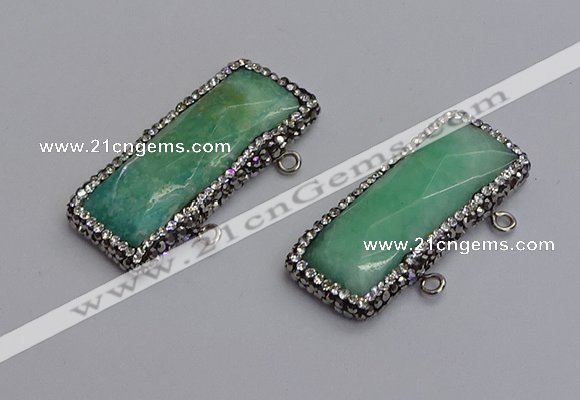 NGC5745 15*40mm rectangle amazonite gemstone connectors