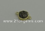 NGC5778 12mm coin plated druzy agate connectors wholesale