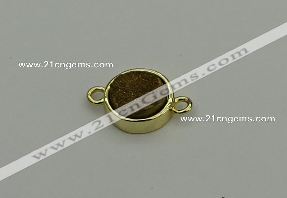 NGC5779 12mm coin plated druzy agate connectors wholesale