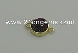 NGC5782 12mm coin plated druzy agate connectors wholesale