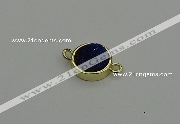 NGC5783 12mm coin plated druzy agate connectors wholesale