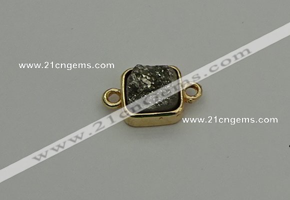 NGC5788 10*10mm square plated druzy agate connectors wholesale