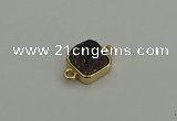 NGC5792 10*10mm square plated druzy agate connectors wholesale