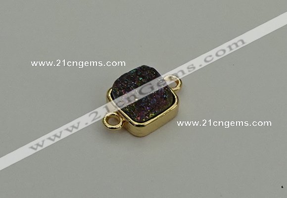 NGC5792 10*10mm square plated druzy agate connectors wholesale