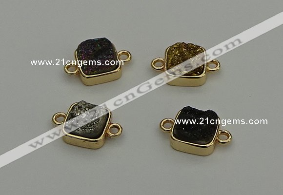 NGC5796 10*10mm square plated druzy agate connectors wholesale