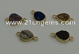 NGC5806 10*14mm flat teardrop plated druzy agate connectors