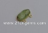 NGC5816 13*25mm faceted oval green rutilated quartz connectors