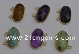 NGC5828 13*25mm faceted oval mixed gemstone connectors wholesale