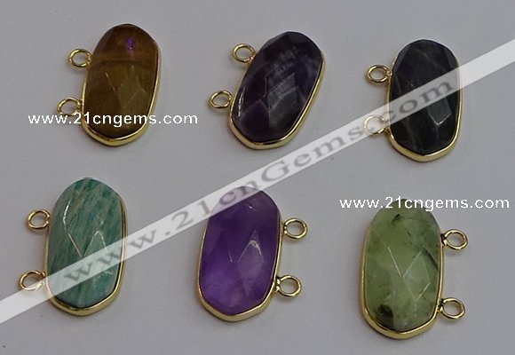 NGC5828 13*25mm faceted oval mixed gemstone connectors wholesale