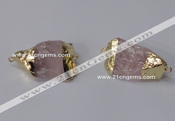 NGC583 18*25mm - 22*30mm nuggets rose quartz gemstone connectors