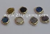 NGC5832 15mm coin plated druzy agate connectors wholesale