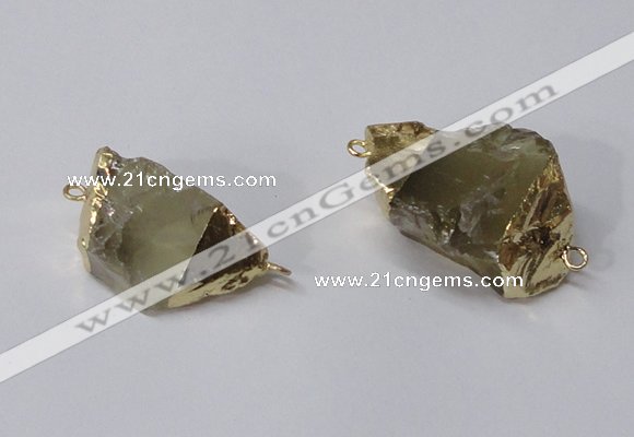 NGC584 18*25mm - 20*30mm nuggets lemon quartz gemstone connectors