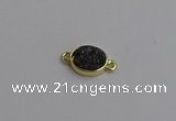 NGC5846 11*13mm oval plated druzy agate connectors wholesale