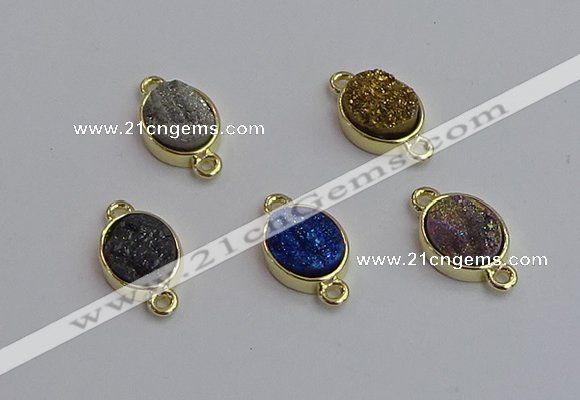 NGC5848 11*13mm oval plated druzy agate connectors wholesale