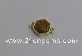 NGC5851 12*12mm hexagon plated druzy agate connectors wholesale