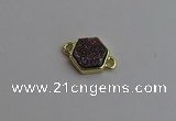 NGC5853 12*12mm hexagon plated druzy agate connectors wholesale