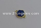 NGC5854 12*12mm hexagon plated druzy agate connectors wholesale