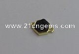 NGC5857 12*12mm hexagon plated druzy agate connectors wholesale