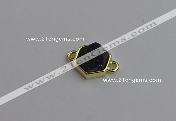 NGC5857 12*12mm hexagon plated druzy agate connectors wholesale