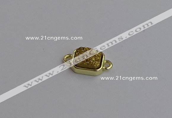 NGC5861 10*12mm rectangle plated druzy agate connectors wholesale