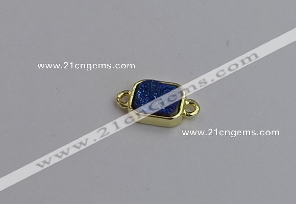 NGC5864 10*12mm rectangle plated druzy agate connectors wholesale