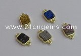 NGC5868 10*12mm rectangle plated druzy agate connectors wholesale