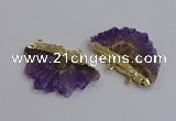 NGC5874 35*55mm - 40*60mm freeform druzy amethyst connectors