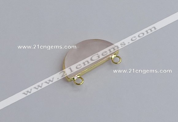 NGC5901 13*26mm moon rose quartz connectors wholesale