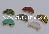 NGC5918 13*26mm moon mixed gemstone connectors wholesale