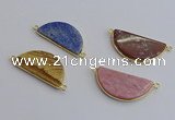 NGC5928 20*40mm moon mixed gemstone connectors wholesale