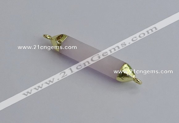 NGC5942 8*40mm tube rose quartz connectors wholesale