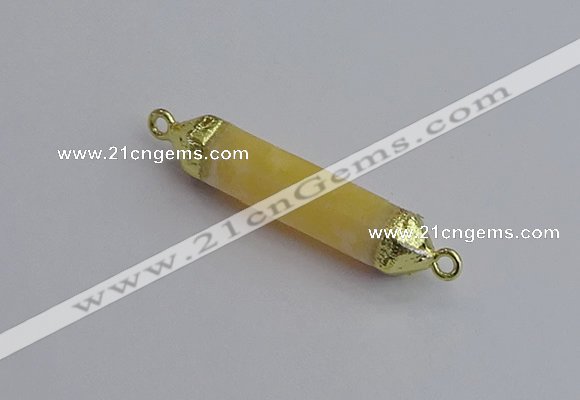 NGC5947 8*40mm tube yellow lace calcite connectors wholesale