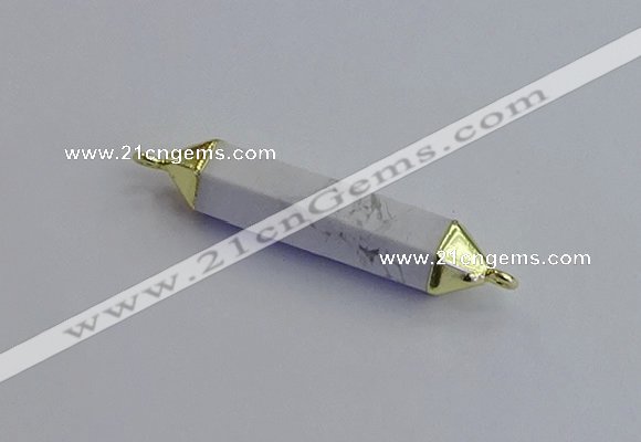 NGC5951 8*40mm tube white howlite connectors wholesale