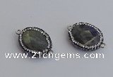 NGC5960 18*22mm faceted oval labradorite connectors wholesale