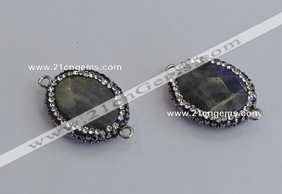 NGC5960 18*22mm faceted oval labradorite connectors wholesale