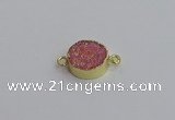 NGC5966 15mm coin plated druzy agate connectors wholesale