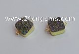 NGC5977 16*16mm square plated druzy agate connectors wholesale