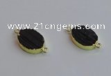 NGC5983 15*20mm oval black tourmaline connectors wholesale