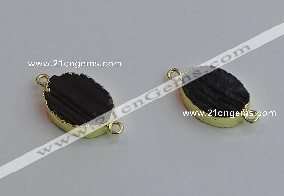 NGC5983 15*20mm oval black tourmaline connectors wholesale