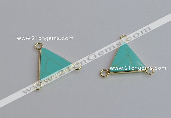 NGC5986 15*16mm triangle white howlite turquoise connectors