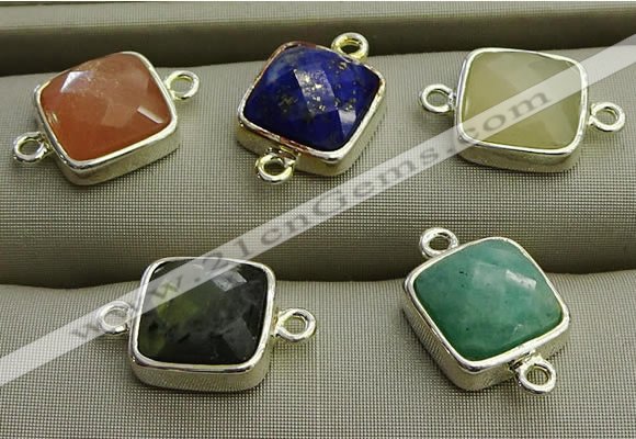 NGC5994 11*11mm quare mixed gemstone connectors wholesale